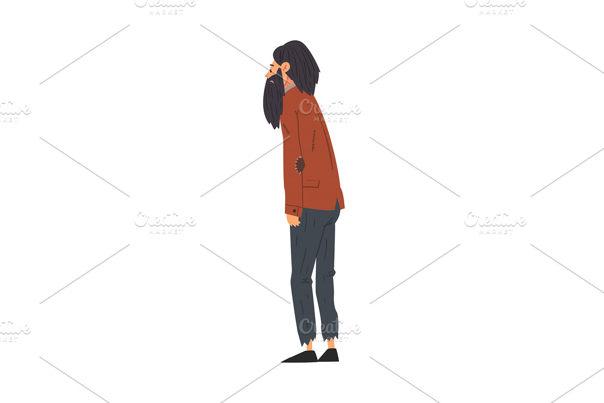 Hipster Bearded Man Standing Back, a Person Illustration by TopVectors