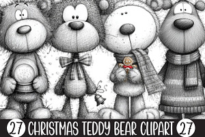 Christmas Teddy Bear Clipart, an Illustration by Designking
