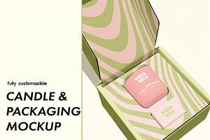 Candle and Packaging mockup