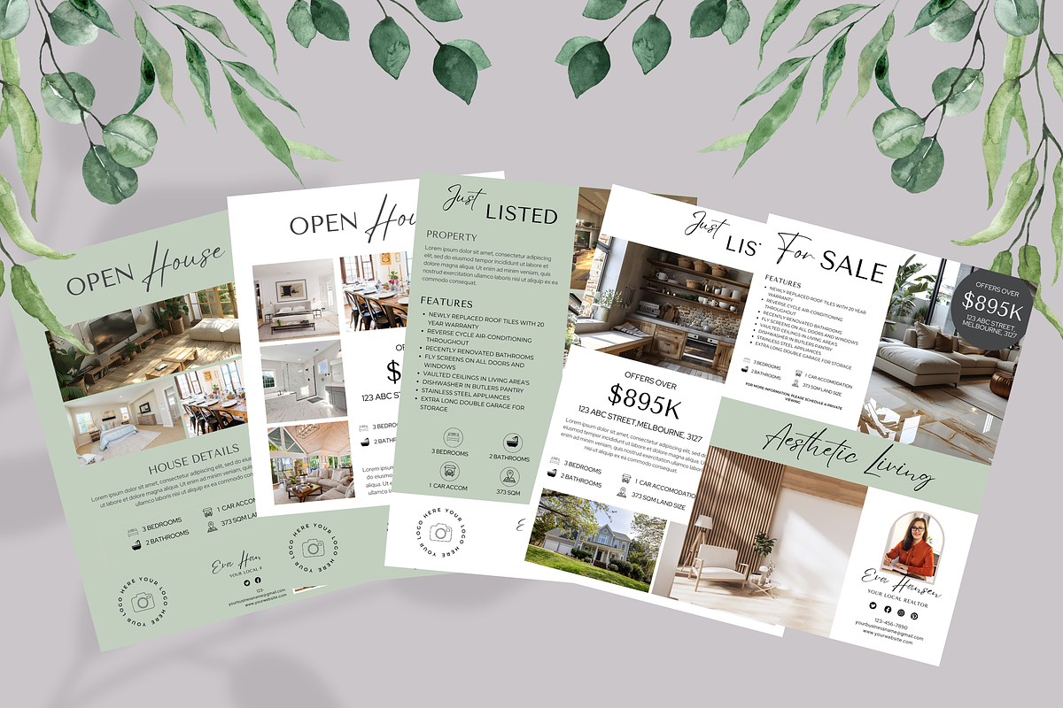 REAL ESTATE FLYER TEMPLATES BUNDLE, a Marketing Template by Daring Digies (Photo 2 of 9)