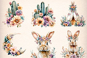 Watercolor Spring Boho Clipart, an Illustration by Digital Artistic99 (Thumbnail 2 of 8)