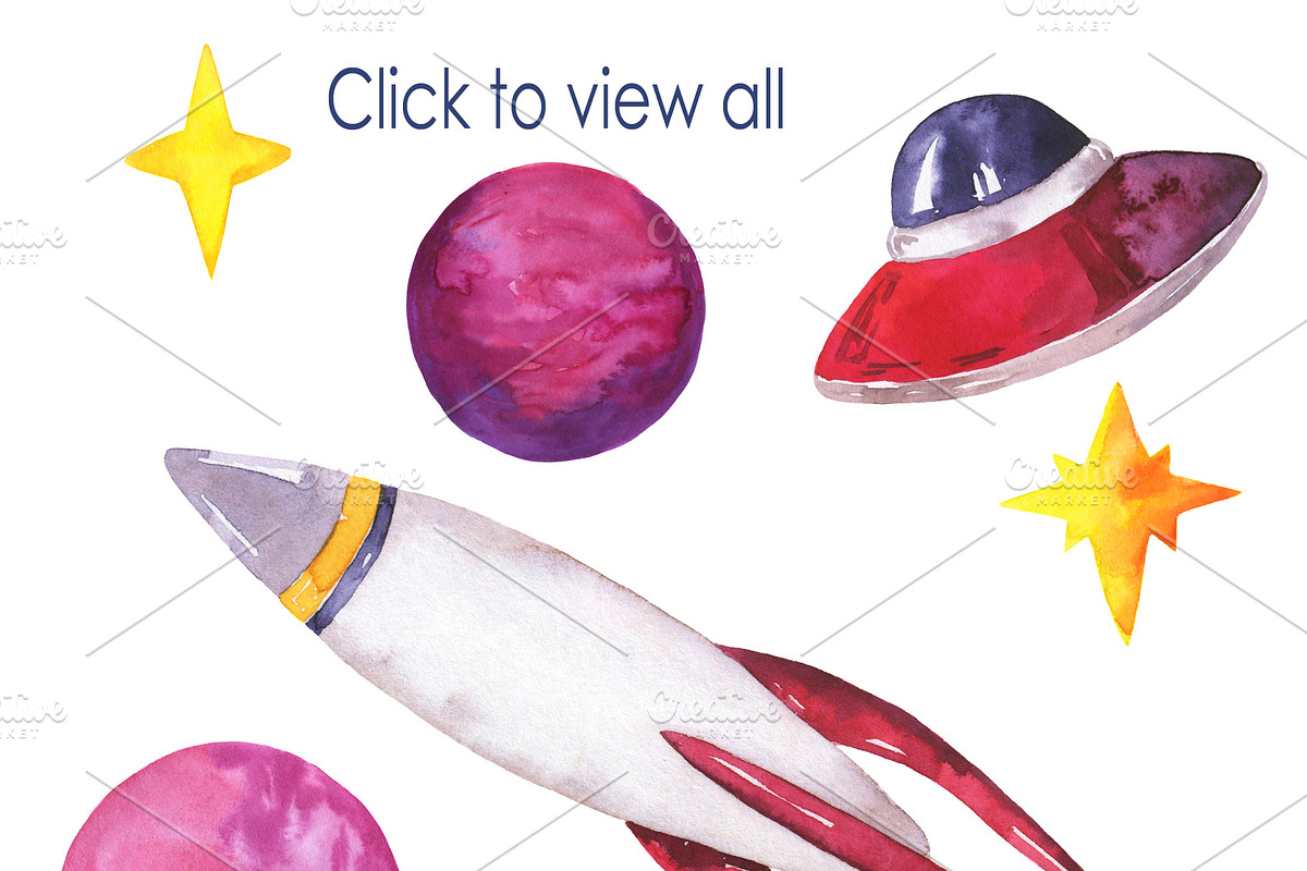 Watercolor space for kids, an Illustration by Watercolor & sketches (Photo 4 of 8)