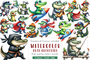 Cute Crocodile Clipart, an Illustration by CreationArt (Thumbnail 1 of 5)