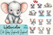 Cute Baby Elephants Clipart Elephant, an Illustration by CrexoraLab (Thumbnail 1 of 5)