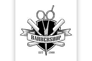 Barbershop Logo With Big Scissors