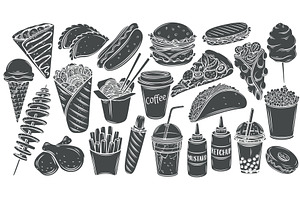 Fast food glyph icon, a Food Illustration by VictoriaSergeeva