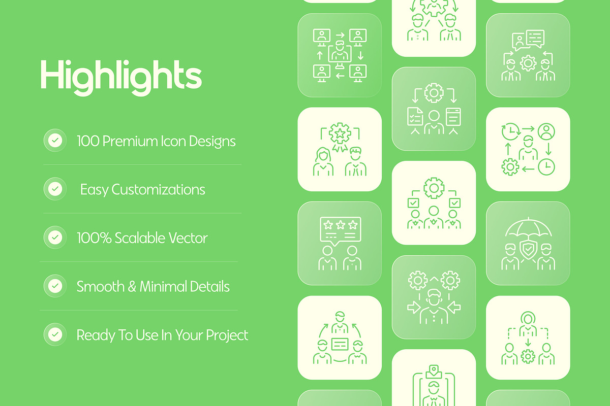 Management Icons Set, an Outline Icon by Prosymbols (Photo 2 of 7)