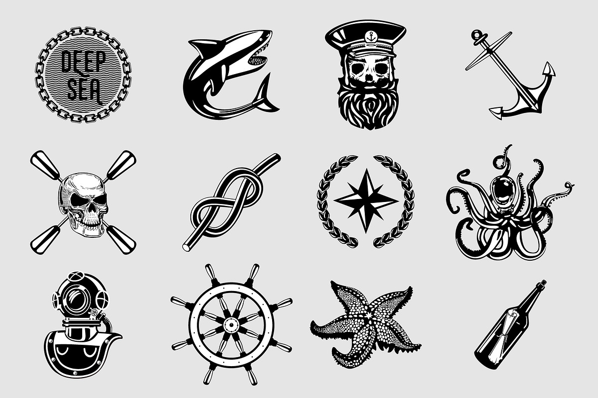 Vintage Nautical Elements, an Object Illustration by ne2pi (Photo 2 of 3)