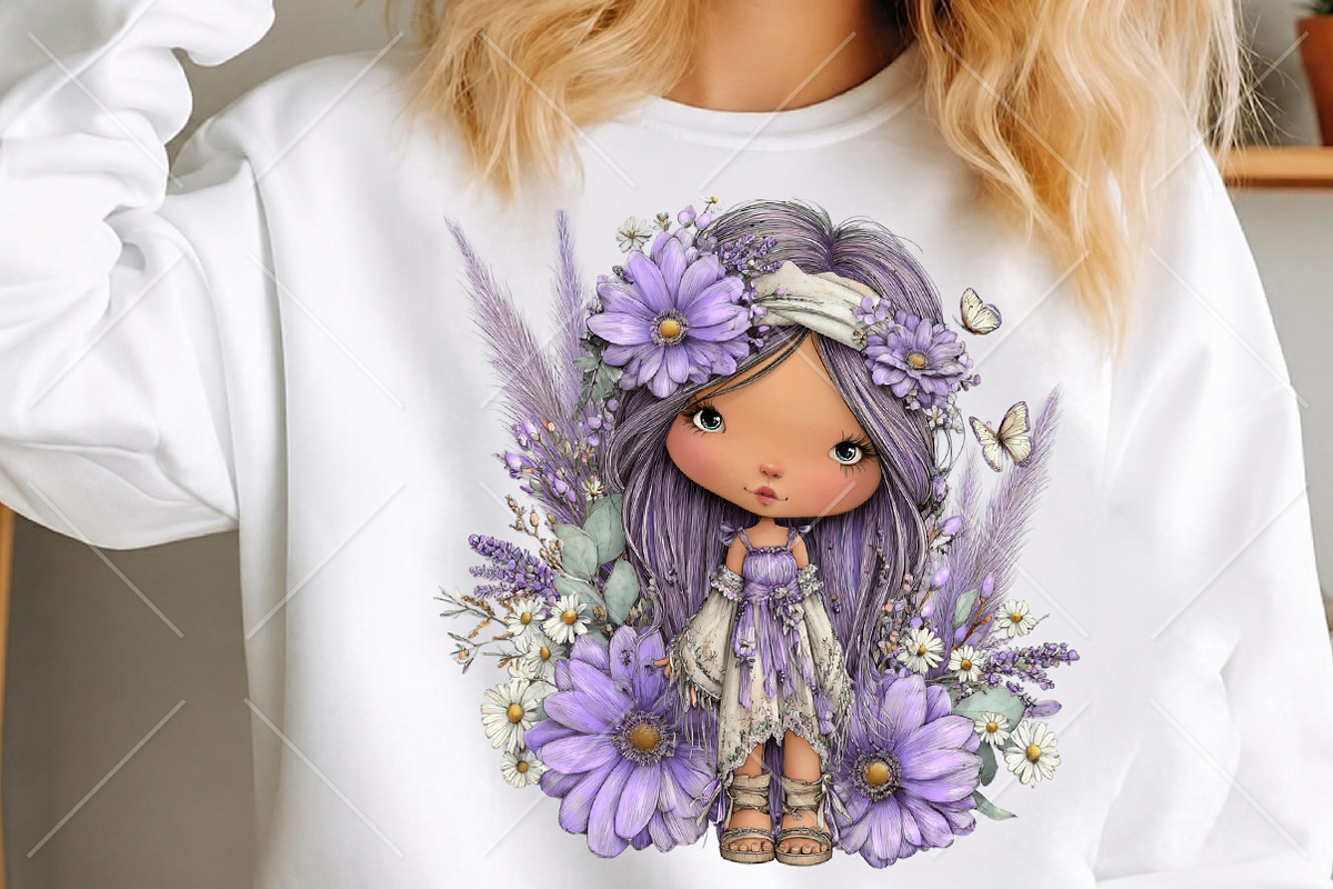 Whimsical Boho Quirky Girl Clipart, a Seasonal Illustration by Canvas Craft (Photo 5 of 10)