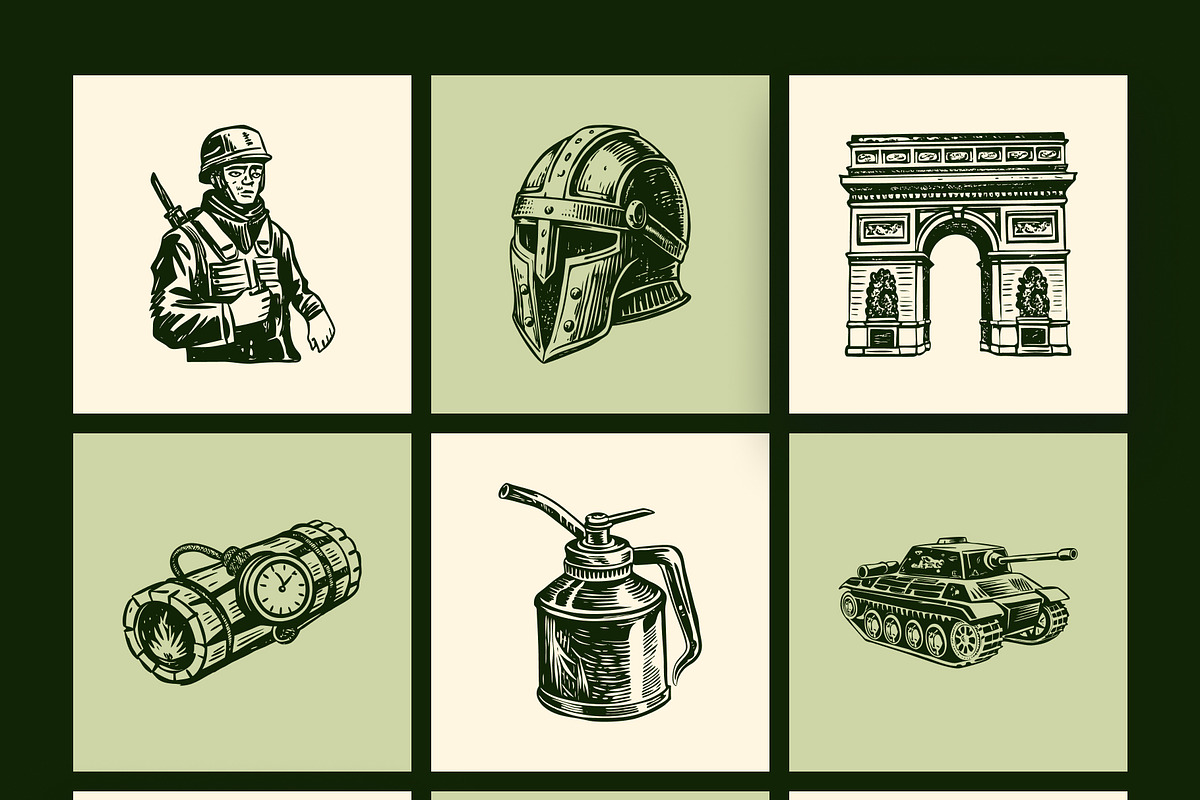 Vintage Military Art Set, an Object Illustration by Prosymbols (Photo 9 of 10)