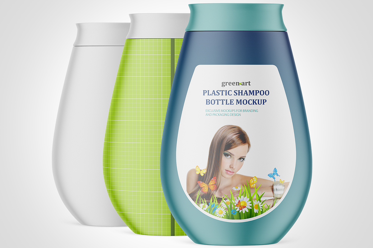 Plastic Shampoo Bottle Mockup, a Packaging Mockup by Green Art (Photo 2 of 4)
