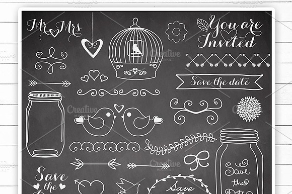 Chalkboard wedding clipart preview 2