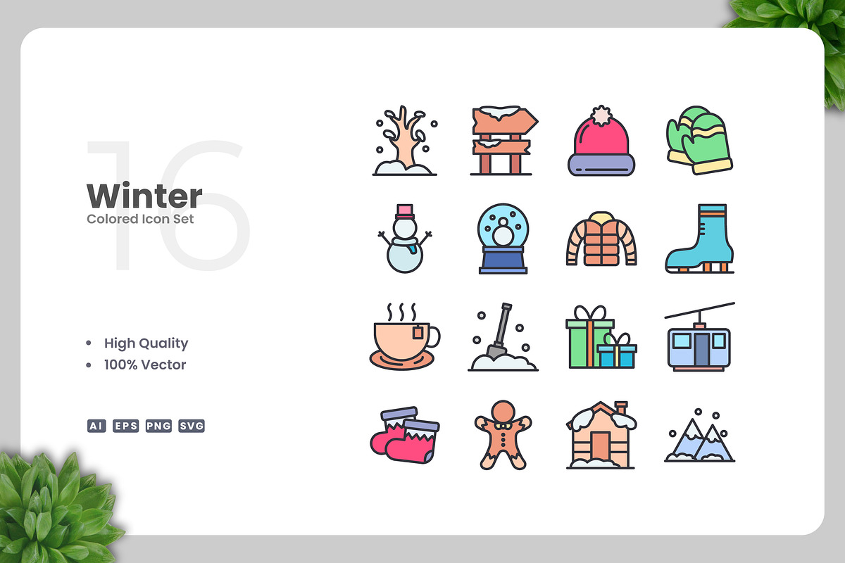 Winter Colored Icons, an Icon by Upnowgraphic