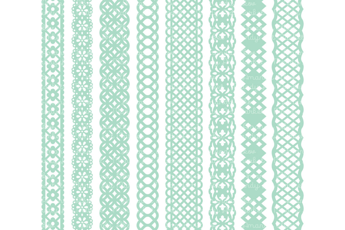 Mint Lace Borders Vectors & Clipart, an Illustration by Amanda Ilkov (Photo 3 of 5)
