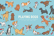 Playing Dogs Patterns & Elements, an Animal Illustration by monkik (Thumbnail 1 of 12)