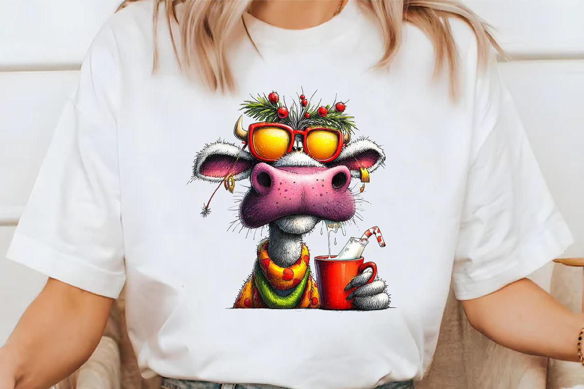 Christmas Funny Cows Clipart, an Illustration by Libby Wishes (Photo 7 of 7)