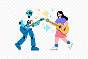 AI Robot and Human Guitarist, a Technology Illustration by Partikusi Design (Thumbnail 3 of 3)