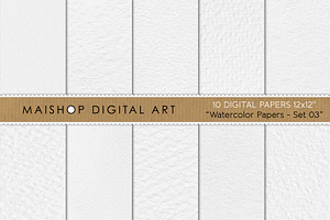 White Watercolor Paper Textures, a Texture Graphic by Maishop