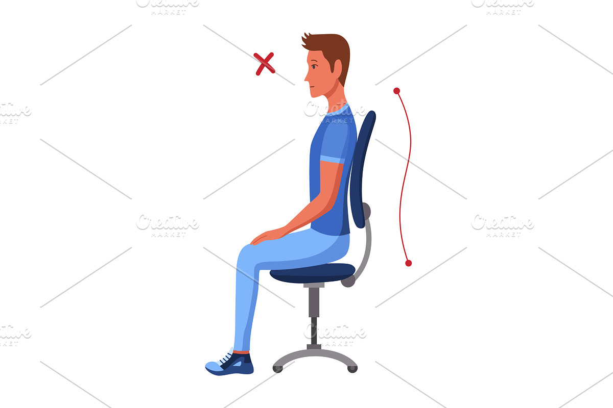 Incorrect back sitting, a Person Illustration by Things for designers