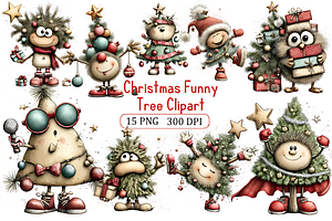 Artistic Funny Christmas Clipart, a Seasonal Illustration by Design Art