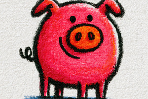 Cute pink pig doodle illustration, an Animal Photo by José Manuel Gelpi