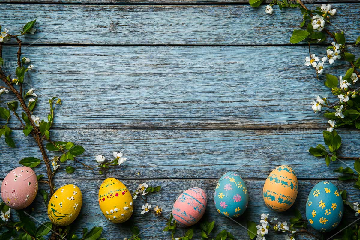 easter eggs on a wooden table, a Holiday Photo by VetalStock (Photo 2 of 7)