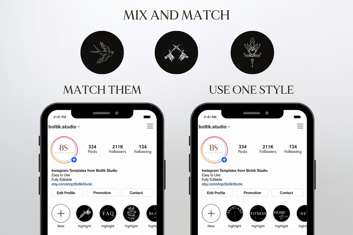 Tattoo Artist Instagram Highlights, a Social Media Template by Boltik Studio (Photo 2 of 8)