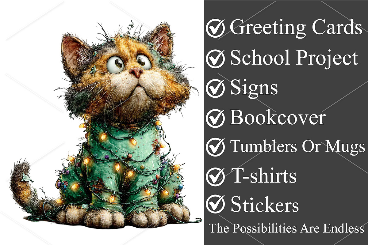 Whimsical Funny Birthday Cat Clipart, a Seasonal Illustration by Canvas Craft (Photo 1 of 5)