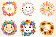 Retro Happy Face Floral Clipart Bund, an Illustration by Rose Art (Thumbnail 3 of 3)
