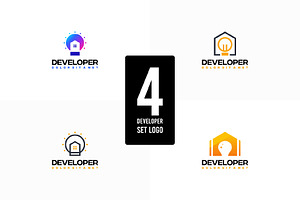 Set of House electricity logo desig
