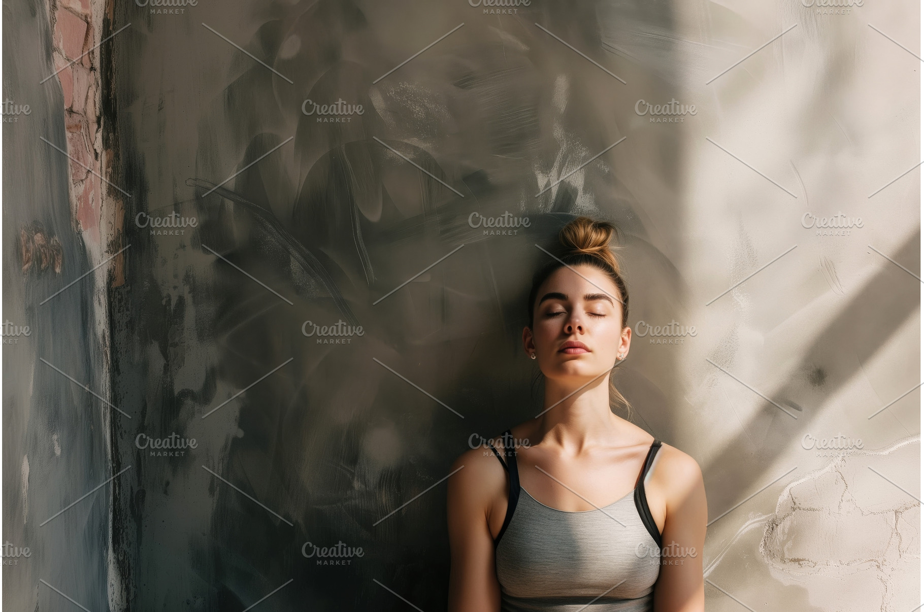 a woman meditating, serene wall, a Beauty & Fashion Photo by Sergey Kotenev