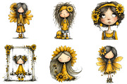 Sunflower Girl PNG Clipart, a Person Illustration by Designking (Thumbnail 2 of 5)