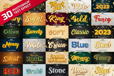 30 Golden 3d Text Effect Bundle PSD, a Layer Style Add-On by bdrobin