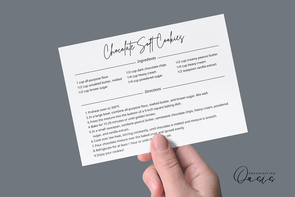 Minimalist Recipe Card Template, a Card Template by OrganizationOasisRo (Photo 1 of 10)