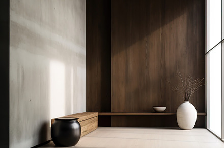 wabi sabi minimalist interior design, an Architecture Photo by Virgo Studio