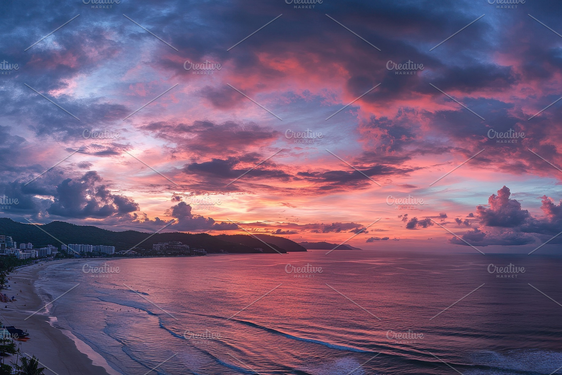 Vibrant sunset sky over Patong beach, a Photo by Iftikhar Alam