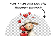 Whimsical Valentine Sheep Clipart, a Graphic by one-touch (Thumbnail 15 of 16)