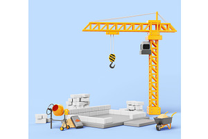 3d start of house construction with, an Architecture 3D Model by Marozhkastudio