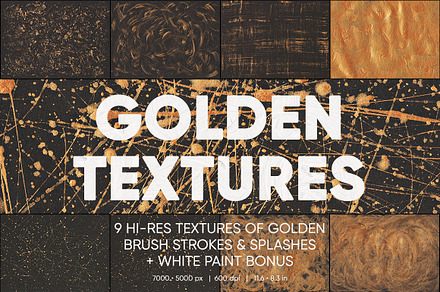 9 Macro Golden Paint Textures