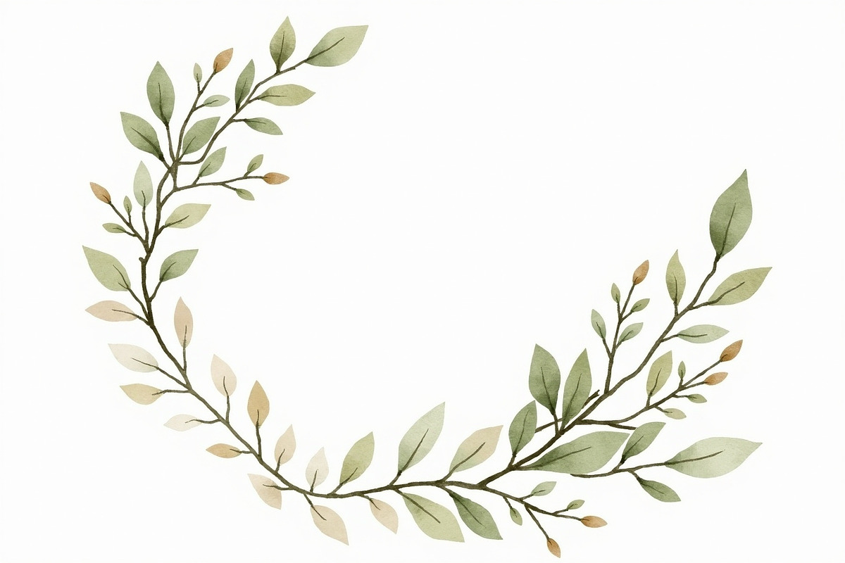 Sage Greenery Watercolor Frame Set, an Illustration by hafijul (Photo 9 of 10)