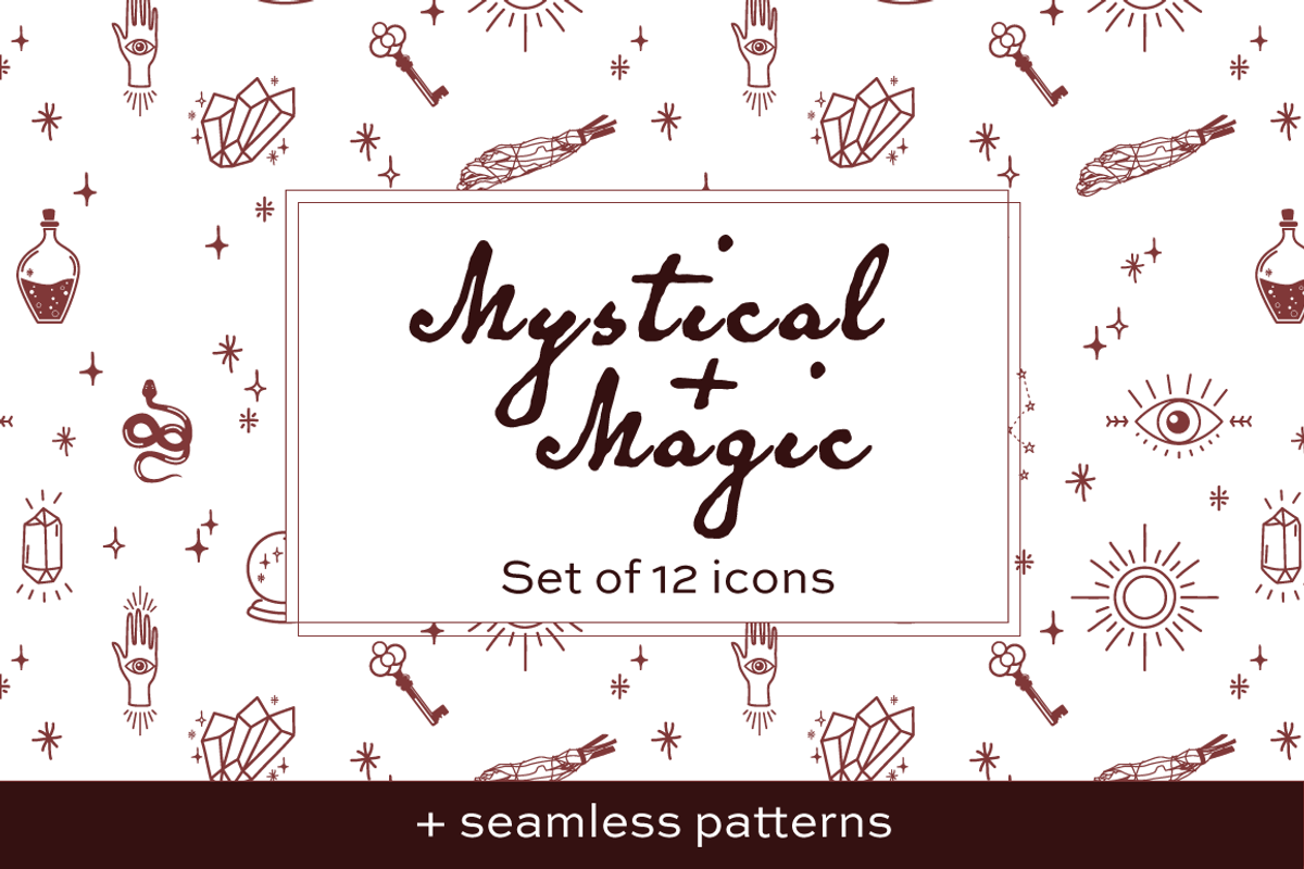 Mystical + Magic Icon Set + Patterns, a Graphic by kittyShark Creative (Photo 1 of 6)