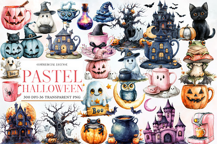 Pastel Halloween Clipart, an Illustration by Designworld