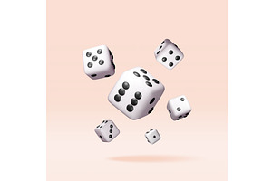 3D set of dice white playing cube, an Object Illustration by Abscent