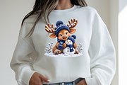Snowy Reindeer Hugging Snowman, a Seasonal Illustration by Printable Design Store (Thumbnail 3 of 3)