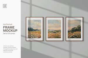 A4 Portrait, 3 Frame Mockup