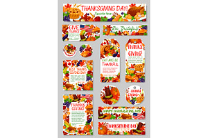 Thanksgiving Day, Autumn Harvest Holiday Tag Set