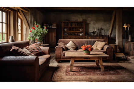 cozy farm living room ai generated, an Animal Photo by pikepicture