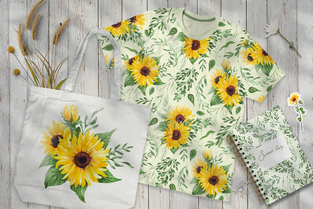 Sunflowers Watercolor Collection, an Illustration by Anna Druzhkova (Photo 13 of 14)