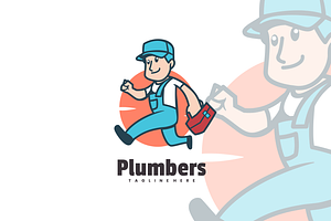 Plumbers Cartoon Logo Design., a Branding & Logo Template by VectorCraft