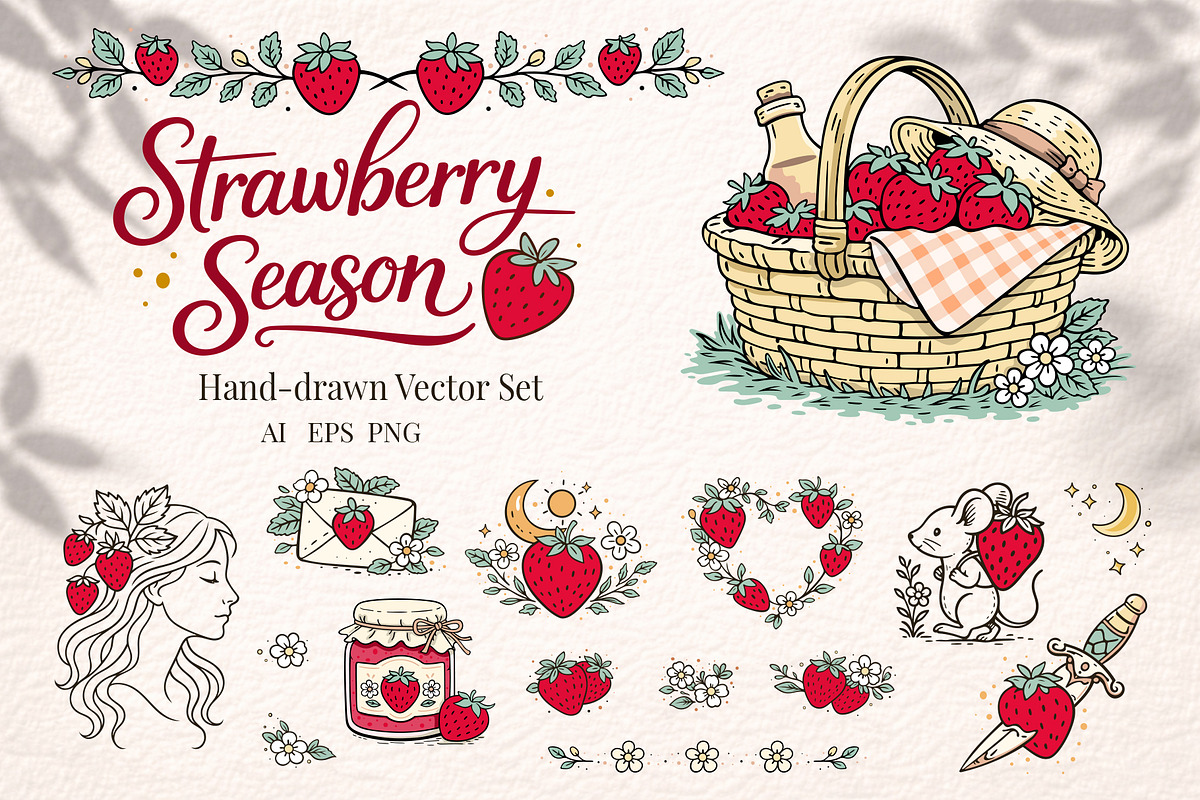 Strawberry Summer - Vector Clipart, an Object Graphic by Christine Krahl (Photo 1 of 6)
